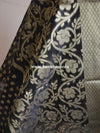 Banarasee Cotton Silk Gold Zari Jaal & Buti Design Dupatta-Black