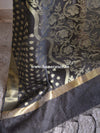 Banarasee Cotton Silk Gold Zari Jaal & Buti Design Dupatta-Black