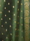 Banarasee Salwar Kameez Cotton Silk Gold Zari Buti Woven Fabric-Deep Green