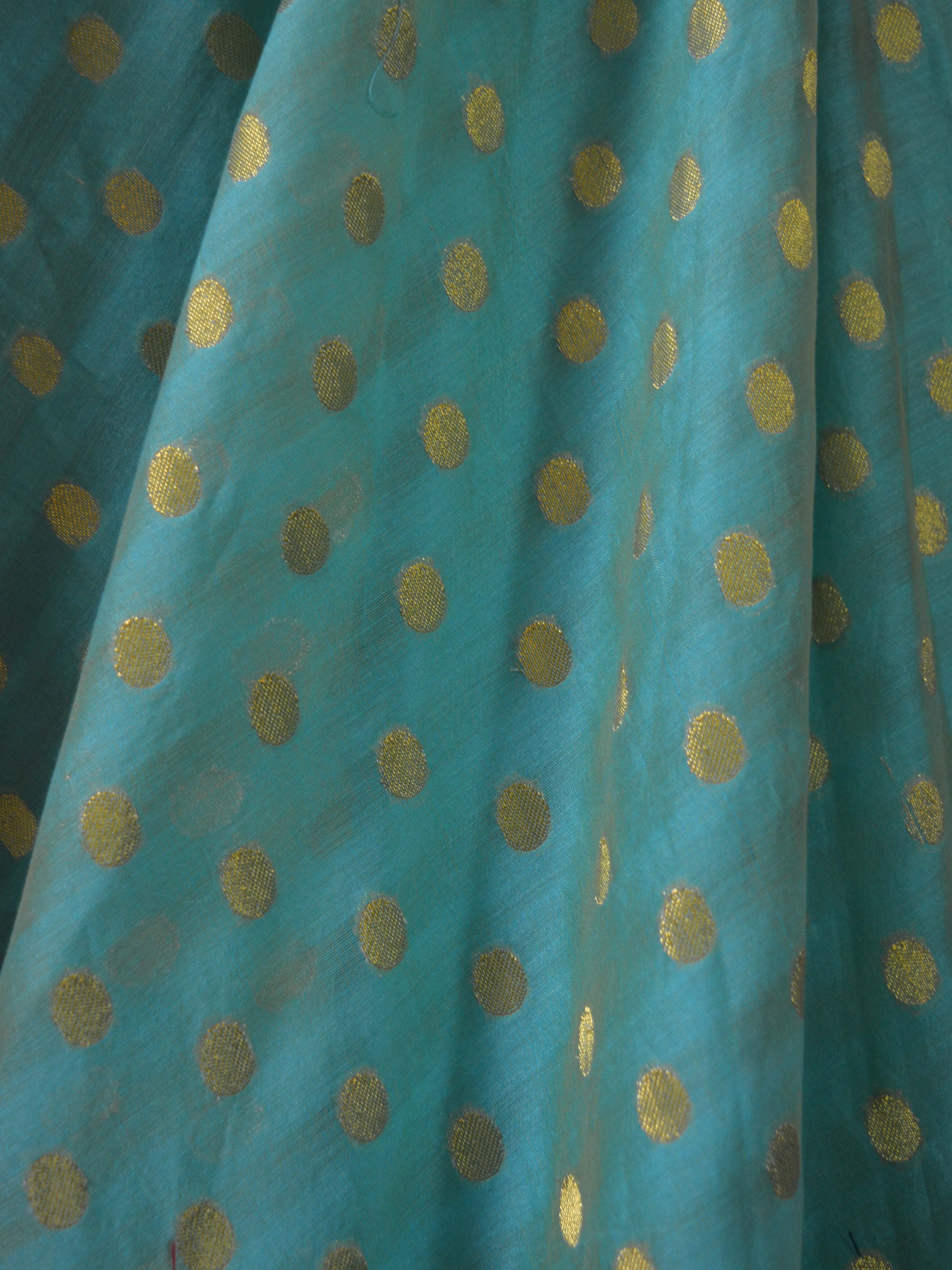 Banarasee Stitched Chanderi  Lehenga & Blouse Fabric With Pink Dupatta-Blue(Dual Tone)