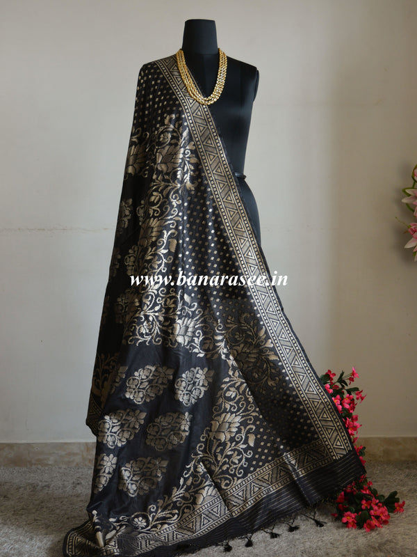 Art Silk Dupatta With Jaal Design-Black