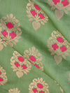 Banarasee Satin Brocade Zari Buta With Meena Design Fabric-Pastel Green