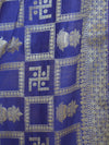 Banarasee Cotton Silk Zari Woven Swastik Design Saree-Blue