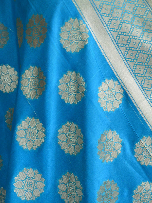 Banarasee Art Silk Dupatta Circle Buti Design-Blue