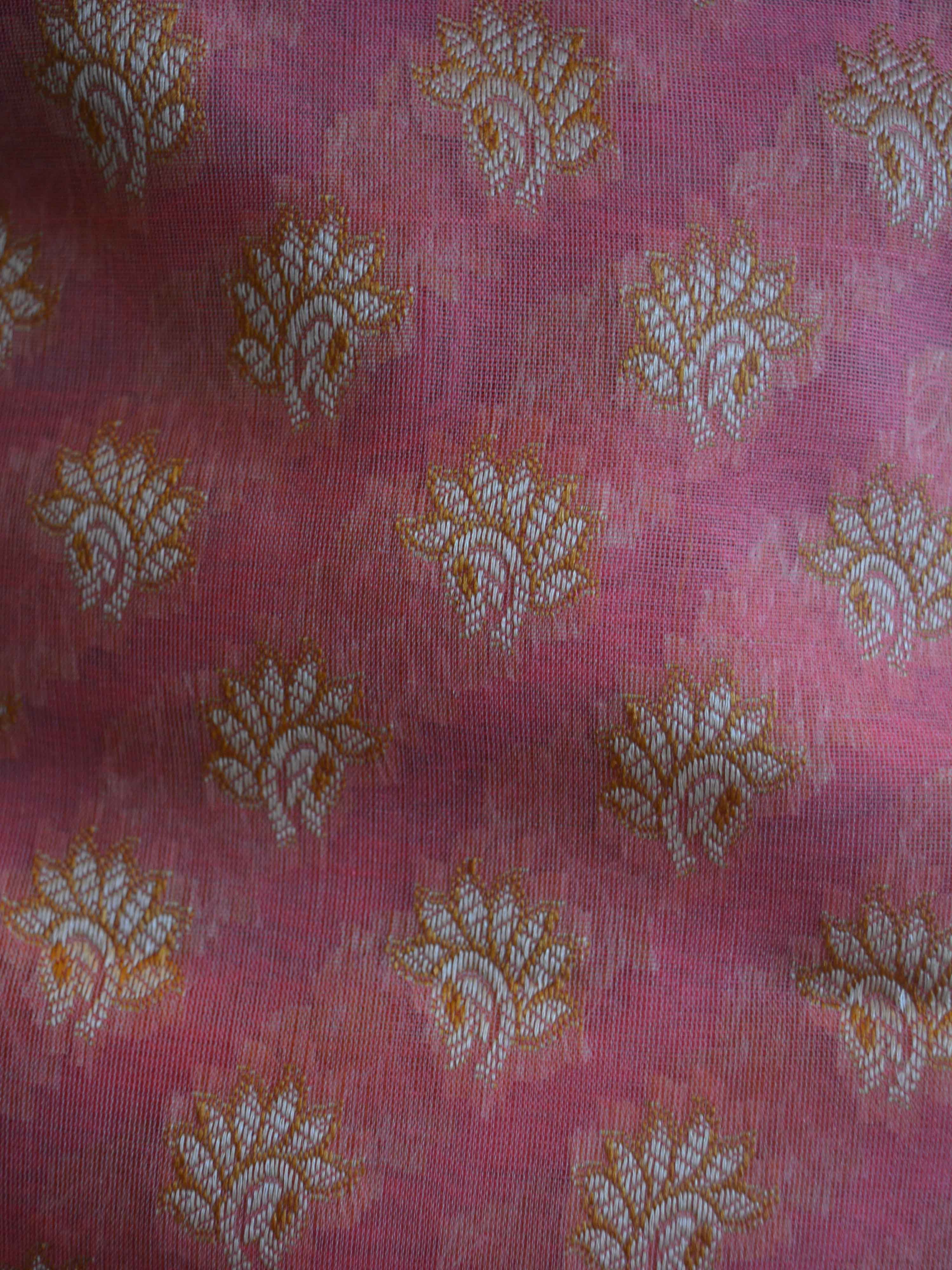 Banarasee Salwar Kameez Cotton Silk Resham Buti Woven Fabric-Raspberry Pink