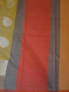 Banarasee Soft Cotton Saree With Peacock Feather Buta & Orange Border-Yellow
