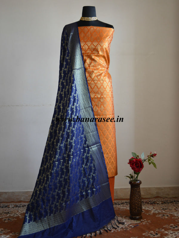 Banarasee Soft Cotton Ghichha Work Salwar Kameez Fabric With Dupatta-B