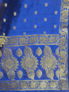 Banarasee Salwar Kameez Cotton Silk Gold Zari Jaal Woven Fabric-Royal Blue