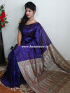 Banarasee Art Silk Saree With Floral Woven Design Contrast Pallu-Violet