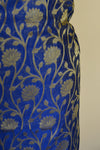Banarasee Salwar Kameez Cotton Silk Gold Zari Jaal Woven Fabric-Royal Blue