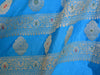 Banarasee Salwar Kameez Glossy Semi Silk Zari & Meena Buta Work Fabric-Turquoise Blue