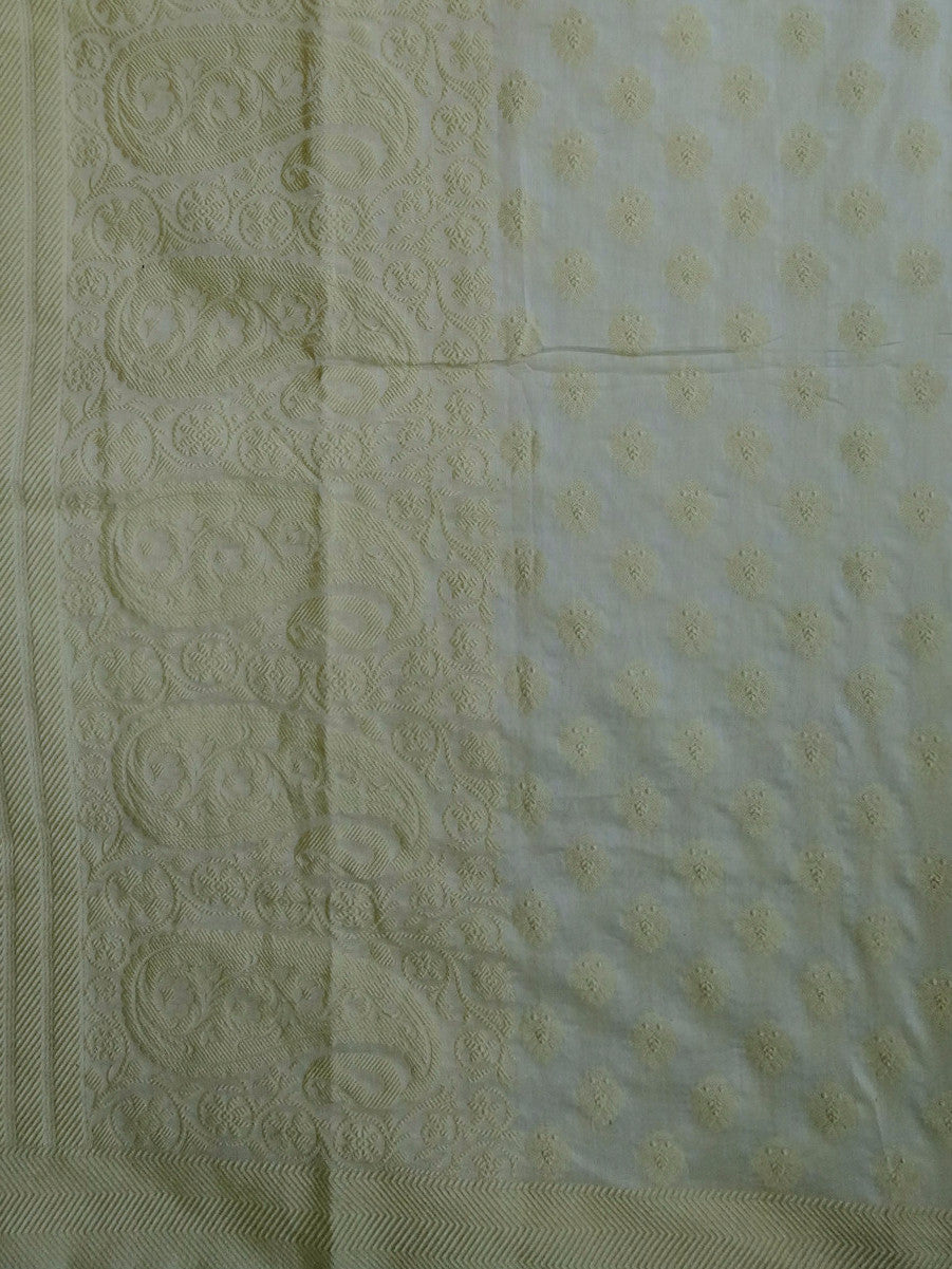 Banarasi Cotton Silk Paisley Pallu Dupatta-White