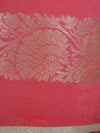 Banarasee Chanderi Cotton Salwar Kameez Fabric With Contrast Red Art Silk Dupatta-Peach