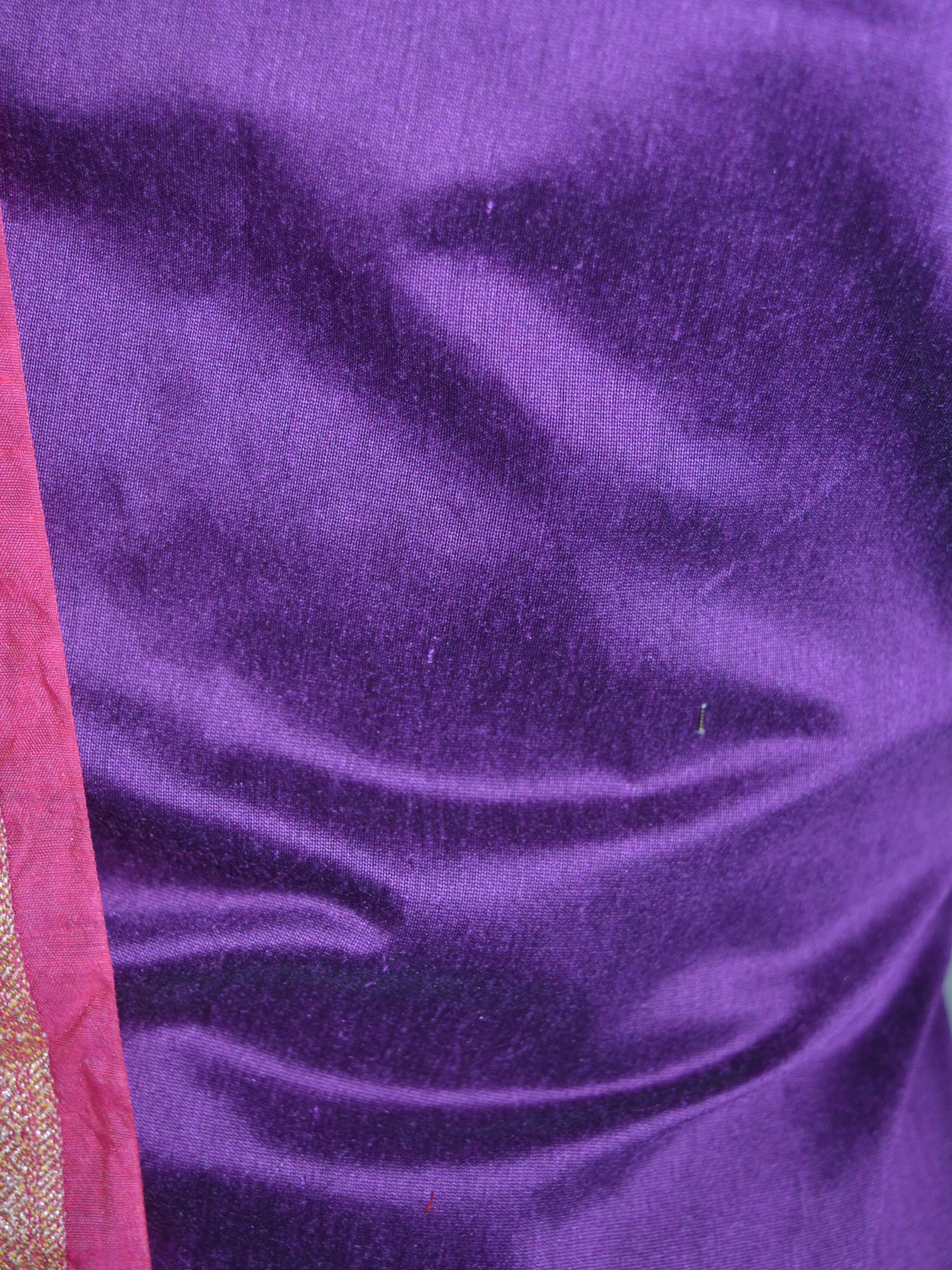 Banarasee Cotton Silk Plain Salwar Kameez Fabric With Pink Zari Jaal Dupatta-Purple