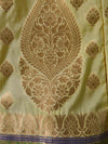 Banarasee Handwoven Art Silk Unstitched Lehenga & Blouse Fabric With Net Dupatta-Lemon Yellow