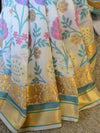 Banarasee Pure Dupion Silk Sari With Resham Work-Off White