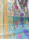 Banarasee Pure Dupion Silk Sari With Resham Work-Off White