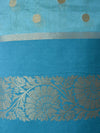 Banarasi Chanderi Cotton Salwar Kameez Fabric With Contrast Pink Art Silk Dupatta-Blue