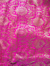 Banarasee Satin Brocade Antique Gold Zari Jaal Fabric-Hot Pink