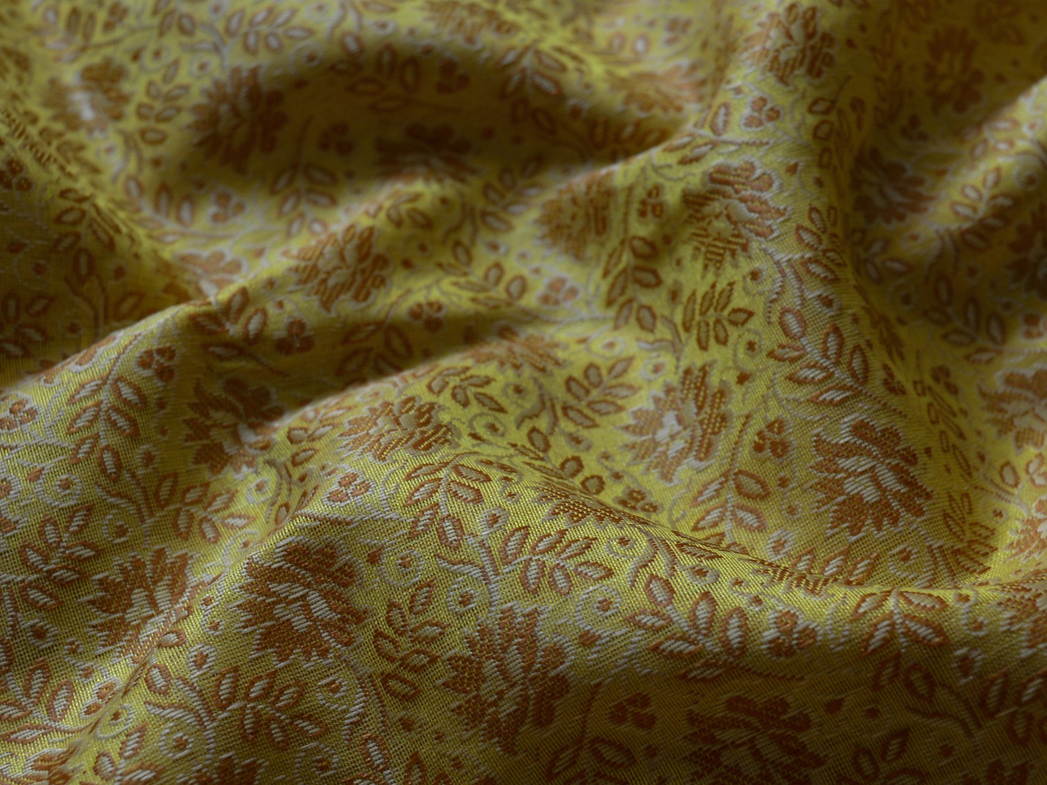 Banarasee/Banarasi Salwar Kameez Cotton Silk Resham Buti Woven Fabric-Yellow