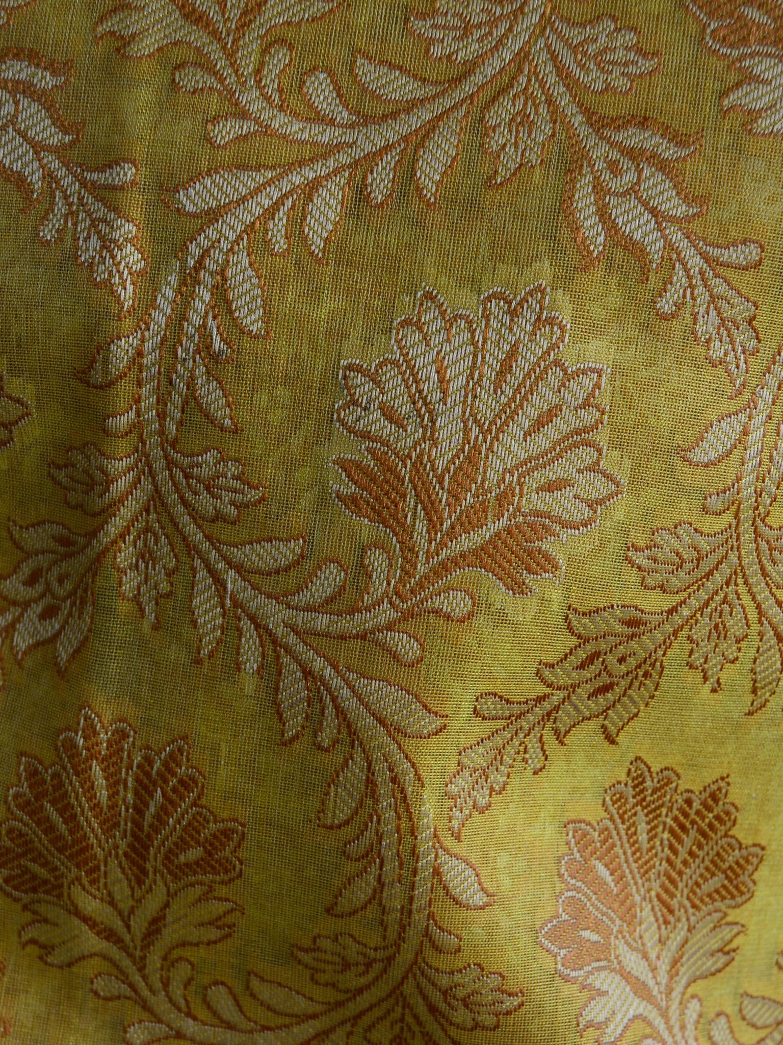 Banarasee/Banarasi Salwar Kameez Cotton Silk Resham Buti Woven Fabric-Yellow