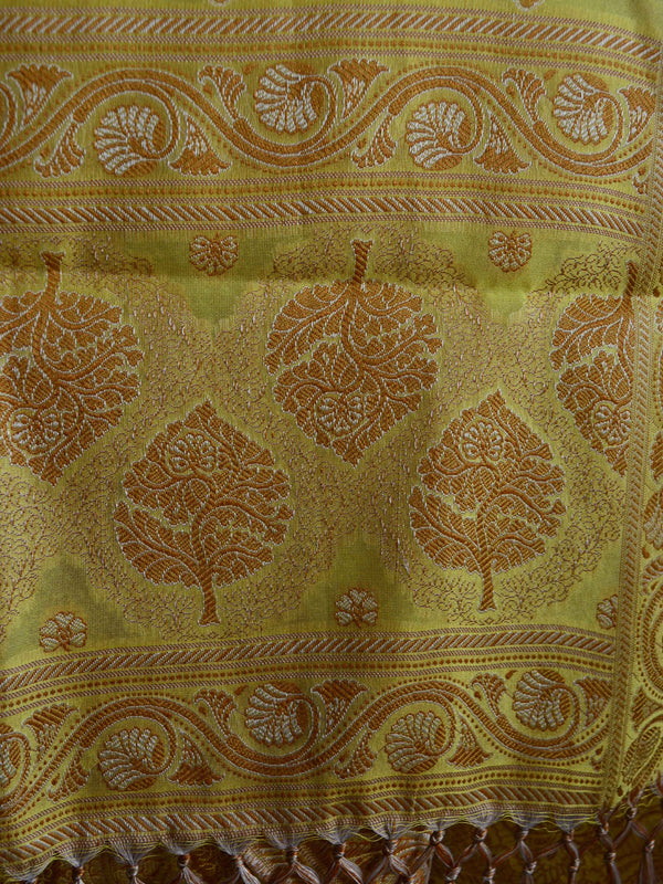 Banarasee/Banarasi Salwar Kameez Cotton Silk Resham Buti Woven Fabric-Yellow