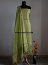 Banarasee/Banarasi Salwar Kameez Cotton Silk Resham Buti Woven Fabric-Pastel Green
