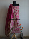 Banarasee/Banarasi Salwar Kameez Cotton Silk Resham Woven With Paisley Design Fabric-Magenta