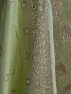 Banarasee/Banarasi Salwar Kameez Cotton Silk Resham Buti Woven Fabric-Pastel Green