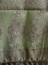 Banarasee/Banarasi Salwar Kameez Cotton Silk Resham Buti Woven Fabric-Pastel Green
