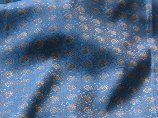 Banarasee/Banarasi Salwar Kameez Cotton Silk Resham Buti Woven Fabric-Blue