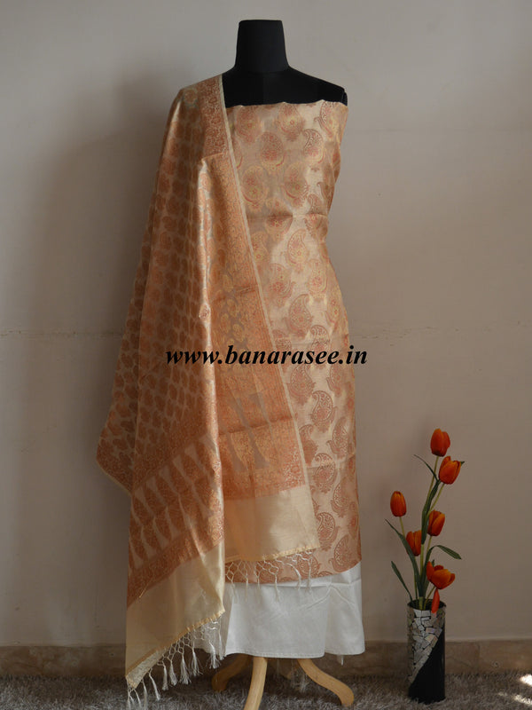 Banarasee/Banarasi Salwar Kameez Cotton Silk Zari Buti Woven Fabric-Gold