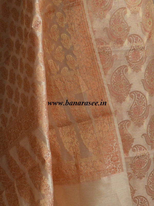 Banarasee/Banarasi Salwar Kameez Cotton Silk Zari Buti Woven Fabric-Gold