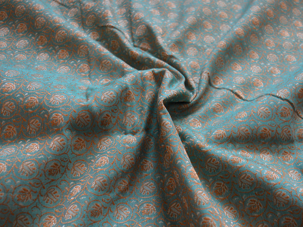 Banarasee/Banarasi Salwar Kameez Cotton Silk Resham Woven Fabric-Sea Green