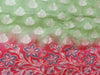 Banarasee Cotton Silk Saree With Zari Buti & Border-Green & Red