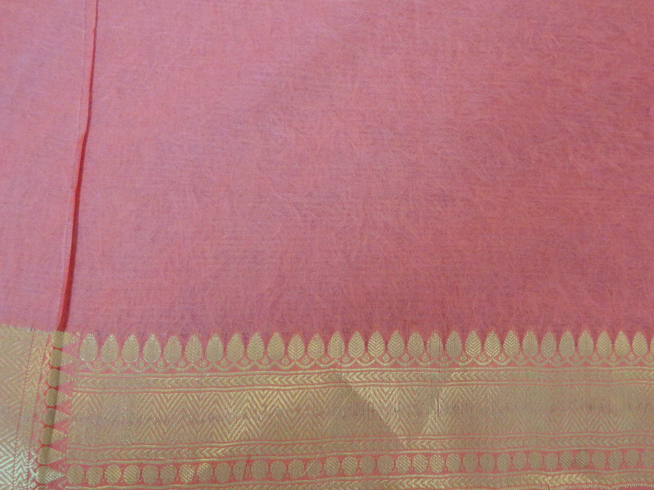 Banarasee/Banarasi Cotton Silk Mix With Zari Booti-Coral