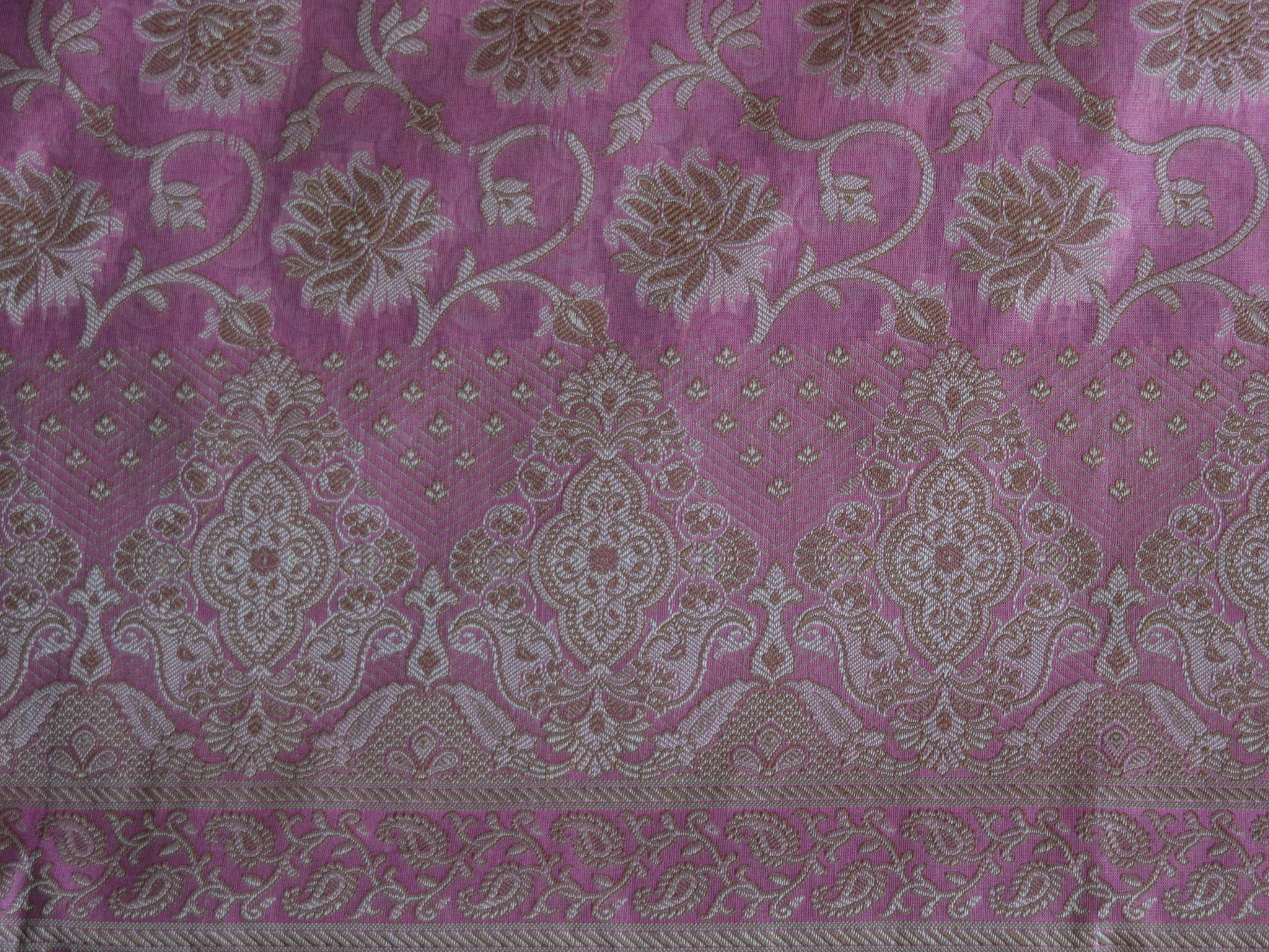 Banarasee/Banarasi Salwar Kameez Cotton Silk Resham Woven With Floral Jaal Fabric-Pink