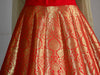 Banarasee/Banarasi Handwoven Art Silk Unstitched Lehenga & Blouse Fabric-Crimson Red