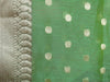 Banarasee Chanderi Cotton Zari Polka Dots With Skirt Border - Green