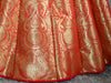 Banarasee/Banarasi Handwoven Art Silk Unstitched Lehenga & Blouse Fabric-Crimson Red
