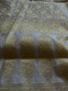 Banarasee/Banarasi Salwar Kameez Cotton Silk Gold Zari Floral Jaal Woven Fabric-Off White