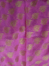 Banarasee/Banarasi Salwar Kameez Cotton Silk Gold Zari Leaf Buti Woven Fabric-Pink