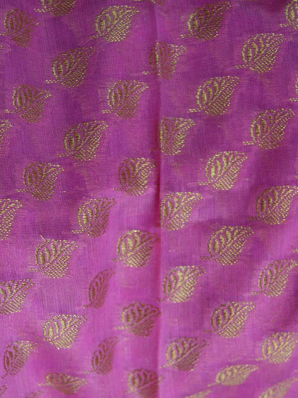 Banarasee/Banarasi Salwar Kameez Cotton Silk Gold Zari Leaf Buti Woven Fabric-Pink