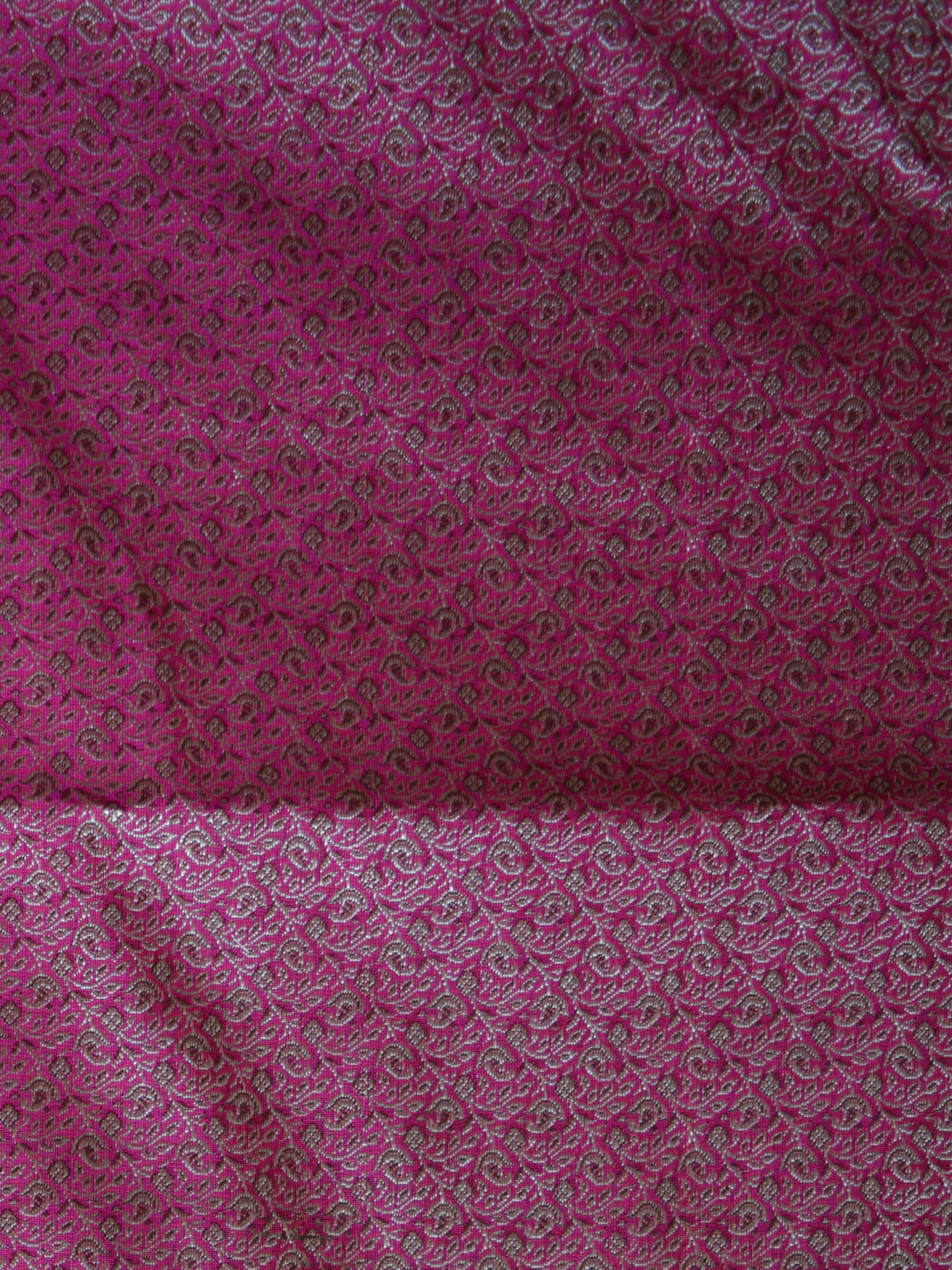 Banarasee/Banarasi Salwar Kameez Cotton Silk Resham Woven With Buti Design Fabric-Deep Pink