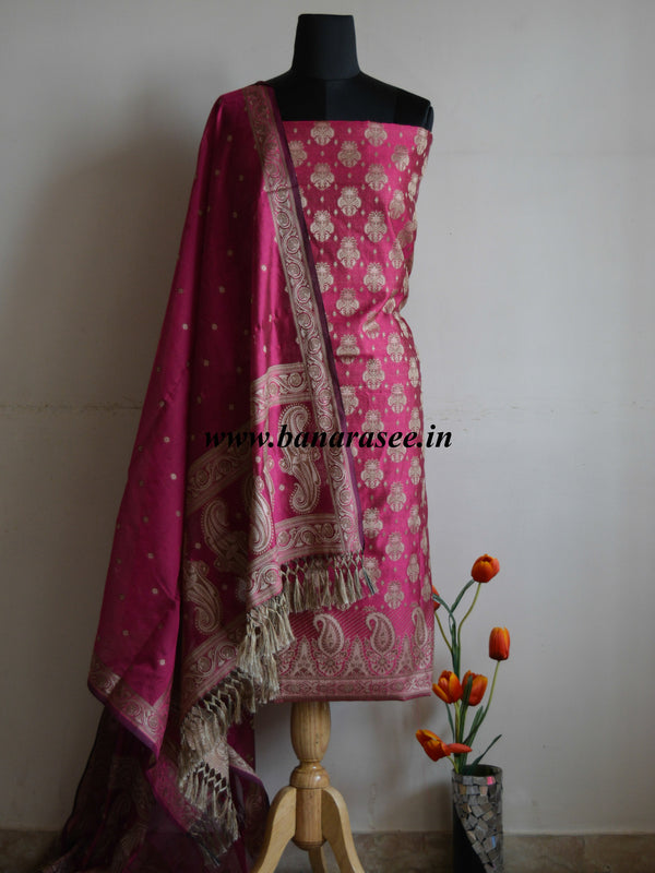 Banarasee Salwar Kameez Cotton Silk Fabric With Contrast Yellow Meena