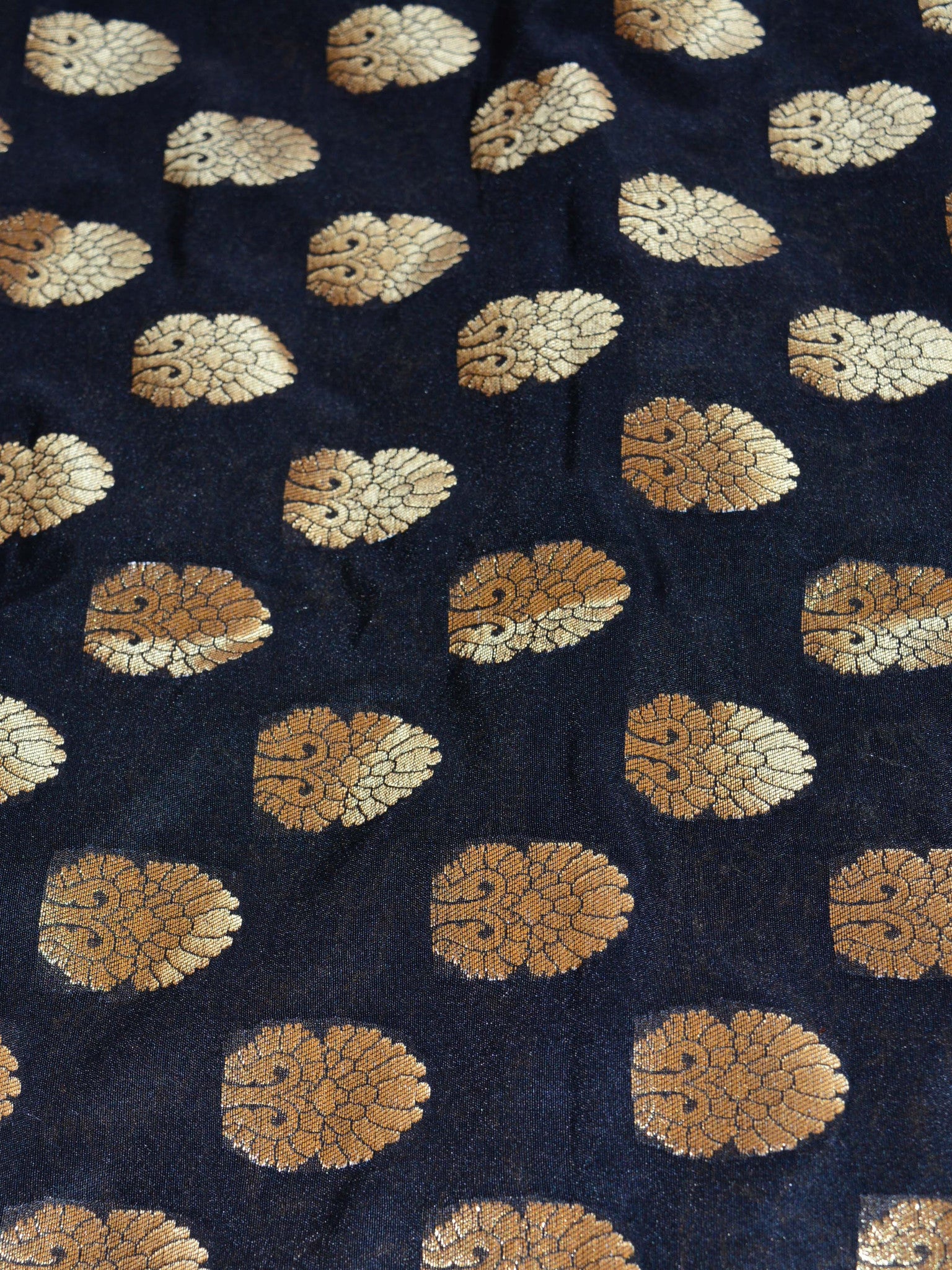 Banarasee/Banarasi Handwoven Art Silk Unstitched Lehenga & Blouse Fabric-Black