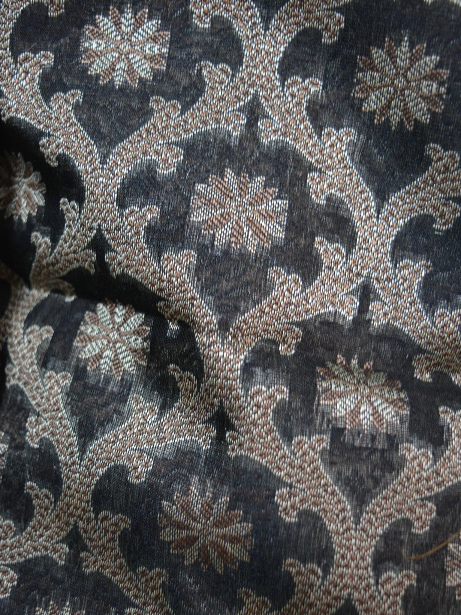 Banarasee/Banarasi Salwar Kameez Cotton Silk Resham Jaal Woven Fabric-Black