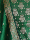 Banarasee/Banarasi Salwar Kameez Cotton Silk Resham Woven Fabric-Bottle Green