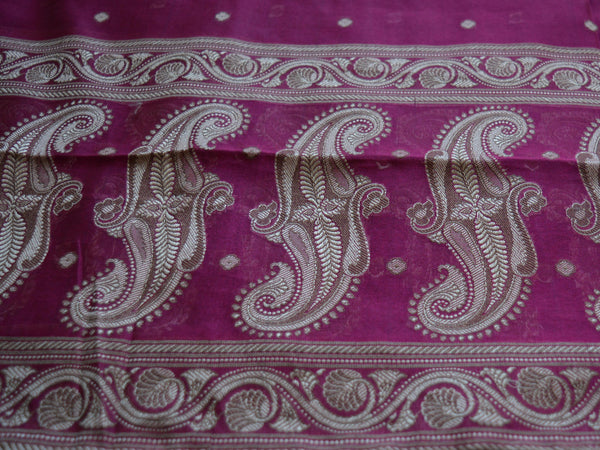 Banarasee/Banarasi Salwar Kameez Cotton Silk Resham Small Buti Woven Fabric-Magenta
