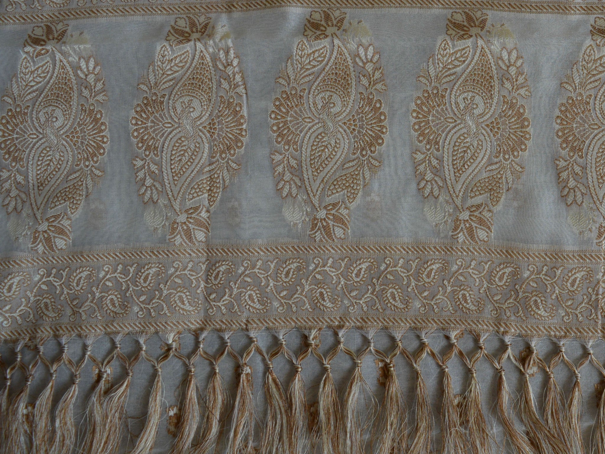 Banarasee/Banarasi Salwar Kameez Cotton Silk Resham Woven With Buti Design Fabric-Off White